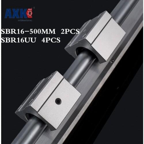 Axk 2 Pcs Sbr16 500mm Linear Guide And 4 Pcs Sbr16uu Linear Bearing Blocks,sbr16 Length 500mm For Cnc Parts
