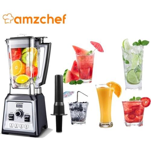 AMZCHEF Ice Blender Mixer Juicer Food Processor Ice Smoothie Maker Heavy Duty 2000W High Power 25000RPM 4 Pre-Setting Menu 2L BP