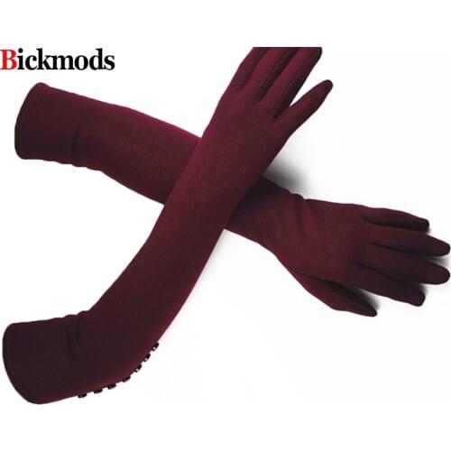 48 cm elbow long knitted gloves womens cotton material high elasticity variety of colors autumn warm arm sets