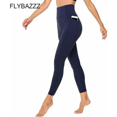 Stretchy Yoga Pants High Waist Tights Side Pocket Push Up Running Sports Leggings Women Gym Hip Raise Fitness Leggings Sportwear
