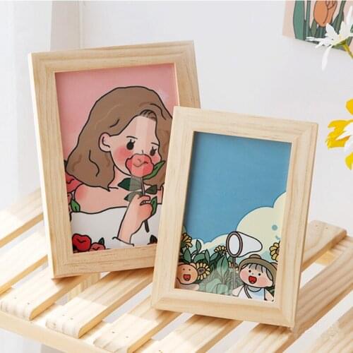 Photo Frame Wood Poster Print frame for picture Rectangle Wooden with a hook Stand or Hang Assembly Picture Painting Frame