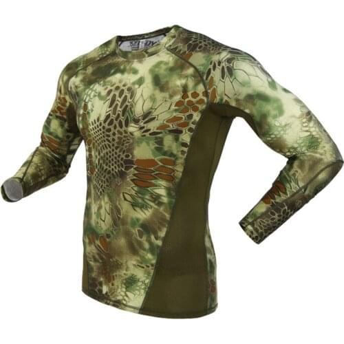 Camouflage Combat T-Shirt Men outdoor Quick-drying tights Military Long sleeve Tactics Tshirt Riding uniform Training clothing