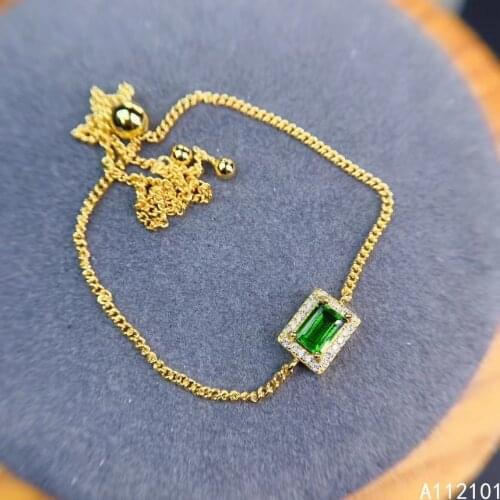 KJJEAXCMY fine jewelry 925 sterling silver inlaid natural diopside Womens fashion Chinese style Sapphire Bracelet support check