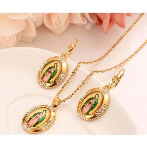 Gold Cross Jewelry Sets for Women Jesus Necklace Earrings Jewelry Sets Wedding Bride Jewelry Christmas gifts