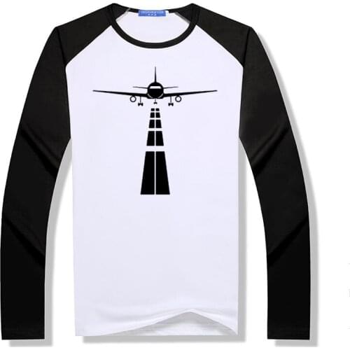 Pilot Airplane T Shirt Men Modal Long Sleeve Eat Sleep Fly Repeat Vintage T-Shirt New O Neck raglan Tees