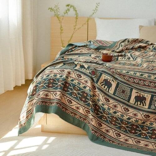 Summer Quilt Bohemian Cotton Muslin Cover Blankets For Beds Sofa Throw Towel Blanket Decorative Bedspreads 200*230cm