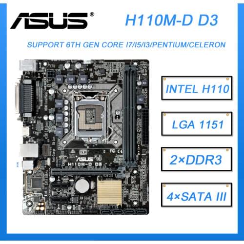 For MSI H110M PRO-VD D3 Desktop Motherboard LGA 1151 DDR3 For Intel H110 H110M SATA III USB3.0 PCI-E X16 3.0 Used Mainboard