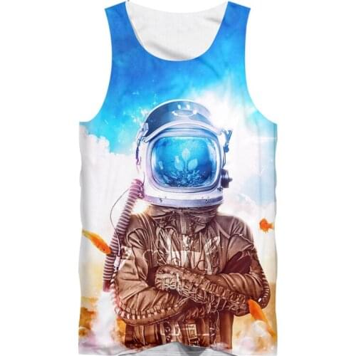 IFPD EU Size Summer Tank Top Boys Girls 3D Printed Galaxy Space Astronaut Planet Sleeveless Shirt Plus Size Casual Fitness Vest