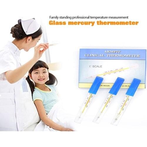 Medical Mercurial Glass Thermometer Large Screen Clinical Measurement Device