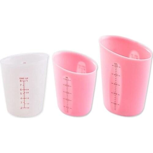1 Piece Dual-Scale Measuring Cup Silicone Milk Juice Liquid Mixing Cup Kitchen Milk Powder Flour Measuring Tool 250/500 ML