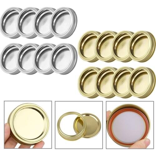 8 Split-type Metal Lids 70/86mm Inner Diameter Regular/Width Mouth Mason Jars Canning Caps Durable Stainless Steel Storage Cover