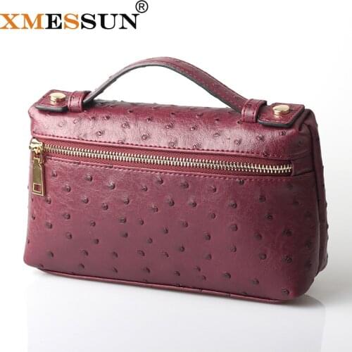 XMESSUN Fashion Designer Handbag Ostrich Leather Portable Bag Clutch Bag 2021 Lady Hand Bag Purse Make Up Bag Trend Bag