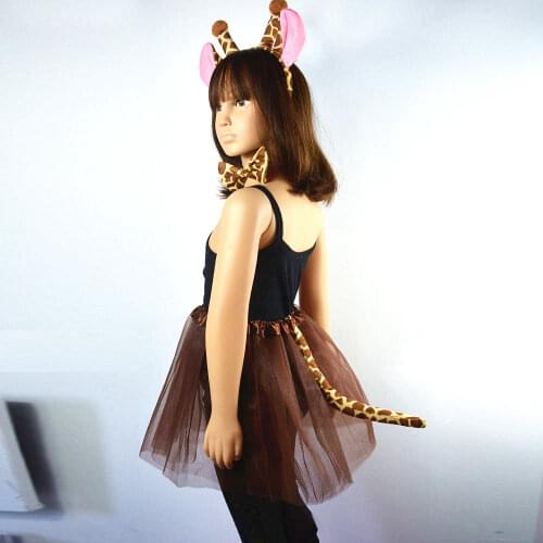 Giraffe Costume Set Animal Ears Tail Bow Tie Tutu Skirt Animal Fancy Costume Kit Accessories for Kids Adult Teens Halloween