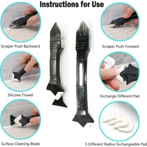 5 In1 Silicone Remover Caulk Finisher Sealant Smooth Scraper Grout Kit Tools With Seam Tape Plastic Hand Tools Set Accessories