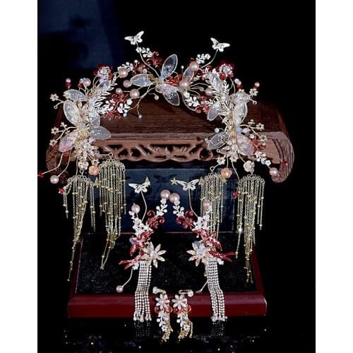 New Chinese tiara Graceful flower crown Bridal Hair Accessories Wedding hair jewelry