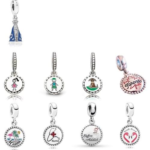 NEW 100% 925 Sterling Silver Limited Edition Dress Cute Animal Dangle Charm Mood Pendant Fit DIY Bracelet Girl Original Jewelry