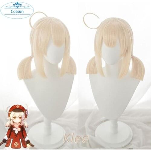 Klee Cosplay Wig Genshin Impact Cosplay Blonde Heat Resistant Synthetic Hair Klee Halloween Cosplay
