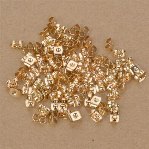 Hot Sale 3*5mm 100pcs Real GGold Plated Ear Nuts Earrings Back Stopper Earplug For Diy Jewelry Making