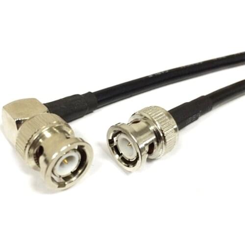 RF coaxial cable RG58 with BNC male to BNC male right angle 90-degree pigtail adapter 50cm 20"/100cm wholesale