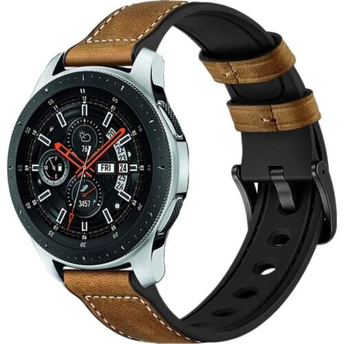 22mm 20mm Leather Strap +Silicone strap for Huawei watch 3/Samsung Galaxy watch/Active 2 Men/Women bracelet band for Amazfit GTR