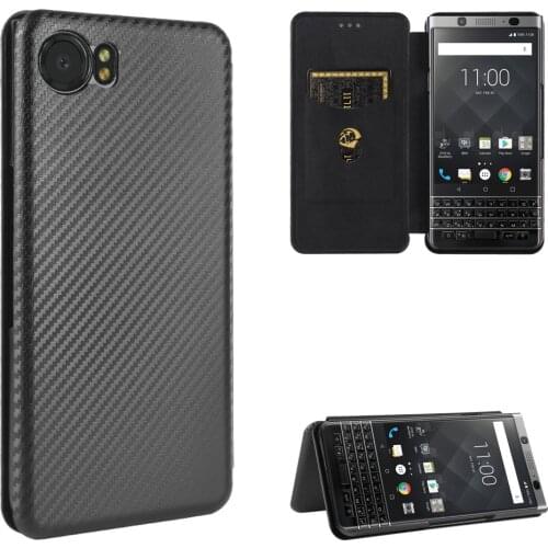For BlackBerry Keyone DTEK70 Luxury Flip Carbon Fiber Skin Magnetic Adsorption Case For BlackBerry Keyone BBB100-2 Phone Bags
