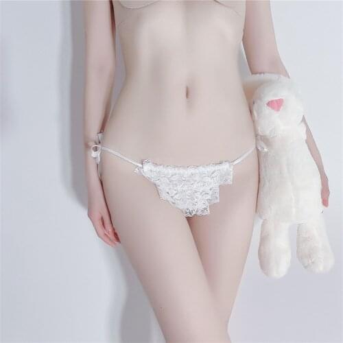 Sexy Underwear Women Lace Side Tie Cute Panties Sex Lingerie Femme Erotic Thongs Hollow Out G-String Low Rise Allure Porn Briefs