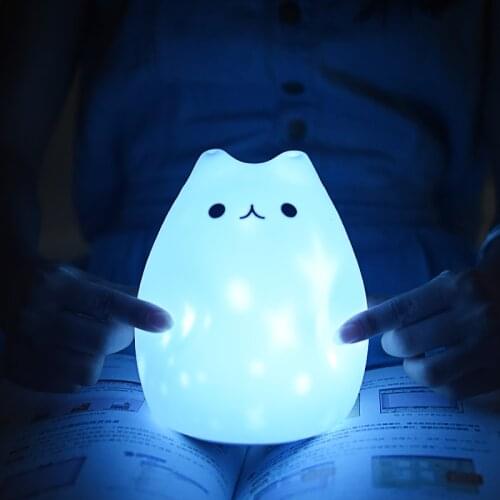 LED Night Light Stars Projector Cat USB Rechargeable Silicone Soft Baby Children Nursery Lamp Boy Girl Gift Bedroom Home Deco