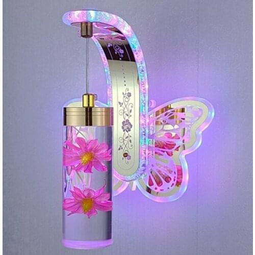 Led bedside living room aisle staircase simple wall lamp postmodern light luxury crystal creative Nordic background wall lamp