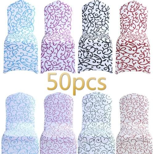 50PCS Polyester Universal Stretch Spandex Chair Cover Fashion Flower Printed chair cover Wedding Party Hotel Supply Decoration
