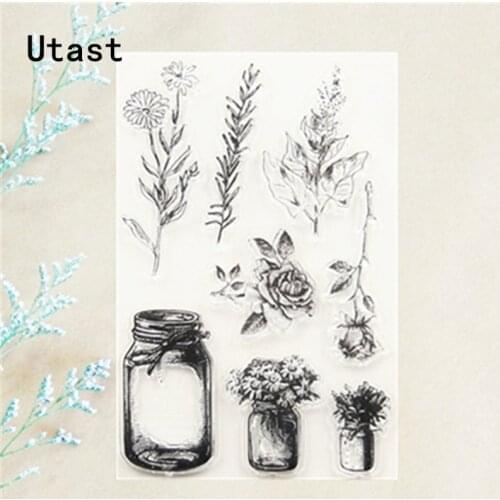 Vase Flower Bouquet Clear Silicone Stamps /Transparent Rubber Stamp for DIY Scrapbooking /Photo Album Decorative Craft Making