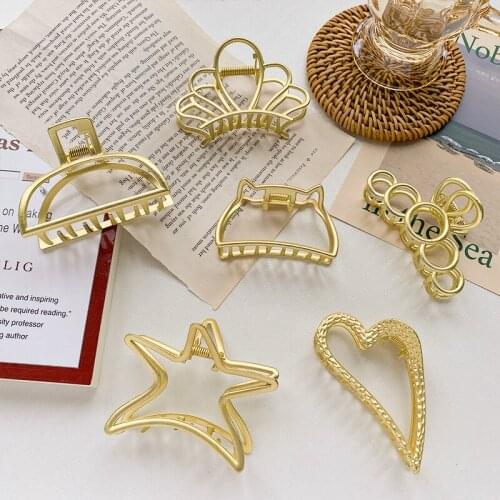 Fashion Women Girls Geometric Hair Claw Solid Color Women Hair Clip Moon Shape Hairpin Ladies Hair Accessories Party Hairpins