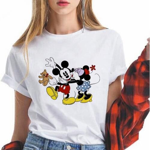 Disney Minnie and Mickey Mouse Womens Clothing Urbano Casual Woman T-shirt Summer European Fashion Ropa Aesthetic Y2k Tops