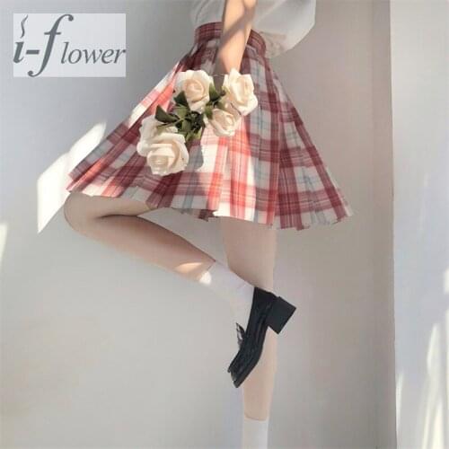 2021 Plaid Summer Women Skirt Stitching Prppy Style Student Pleated Skirts Cute Sweet Girls Dance Mini Skirt Tie Or Bow For Free