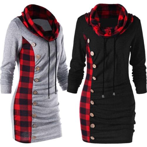 Women Winter Long Sleeve Turtle Neck Jumper Sweatshirt Dress Casual Top