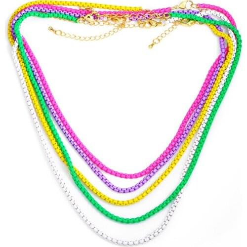2021 New Fashion Bohemian Womens Jewelry Color Candy Alloy Neon Enamel Coffee Necklace Clavicle Chain