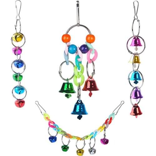 1pc Parrot Hanging Bell Toy Colorful Bird Cage Toy Funny Parrot Perch Pet Supplies Small Pet Entertainment Toy Pet Accessories