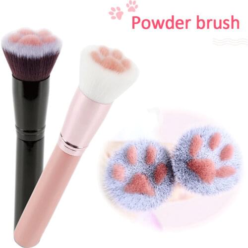Super Cute 1pc Cat Feet Brush Blush, Blusher Makeup Wooden Handle Brush Basic Products Face Mixing Cosmetic Beauty Brush Tool