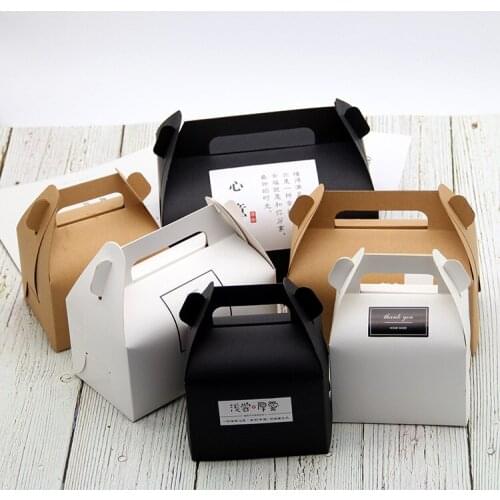 10pcs Kraft Paper Bags with Handle Gift Boxes Christmas Birthday Wedding Party Candy Gift Packing