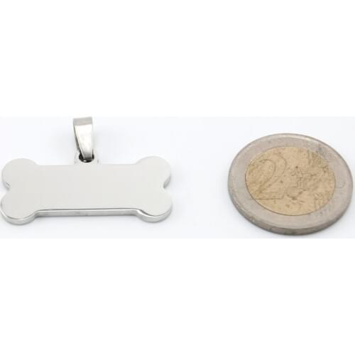 100% Stainless Steel Dog Bone Pendant Small Kitten Puppy Pet ID Blank Dog Tag Mirror Polish Wholesale 50pcs Charm