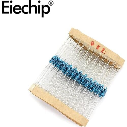 100pcs/lot 1/4W 1% Metal film resistor 0.25W resistance 9.1K ohm Throught Hole