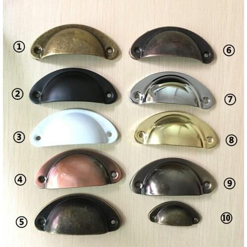 100Pcs Wholesale Metal Kitchen Drawer Cabinet Door Handle Furniture Knobs Hardware Cupboard Antique Brass Shell Pull Handles