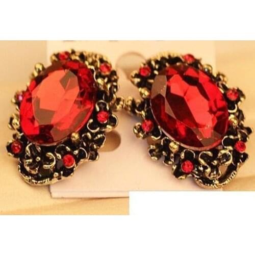 2019 New Pattern Princess Palace Wild Retro Luxury Red Crystal Earrings for women Jewelry Accessories