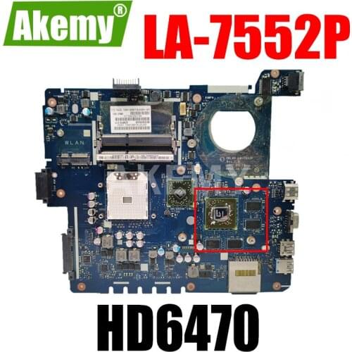 Akemy QBL60 LA-7552P REV:1.0 Laptop motherboard For Asus K53TA K53TK K53T K53 Test original mainboard 1GB Video card HD6470