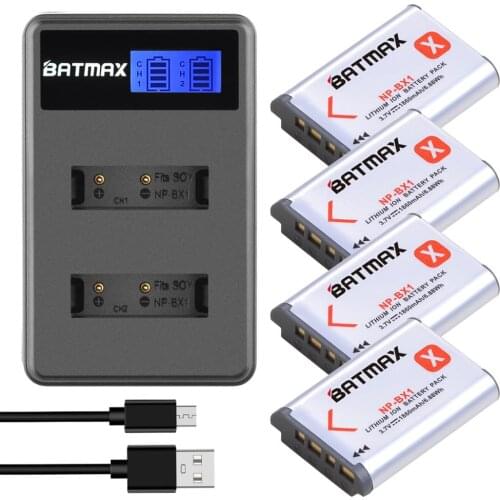 Batmax NP-BX1 NP BX1 NPBX1 battery akku+LCD Dual Charger For Sony FDR-X3000R RX100 AS100V AS300 HX400 HX60 AS50 WX350 AS300V