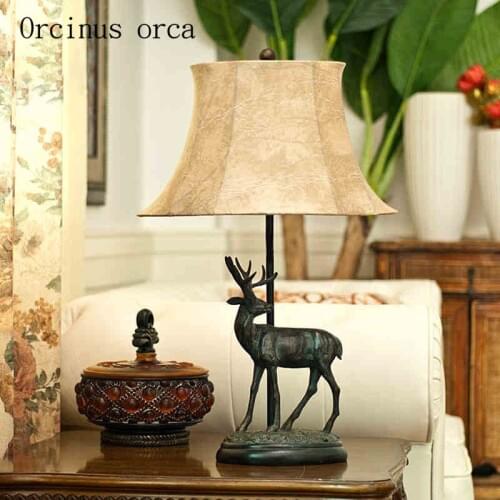 American deer shaped lamp bedroom bedside lamp village retro simple European style Chinese style living room lamp lamp