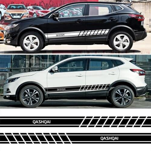 Car side Skirt Sticker Auto Vinyl Wrap Racing Long Stripes Decals Automobiles For Nissan Qashqai j11 j10 Tuning Car Accessories