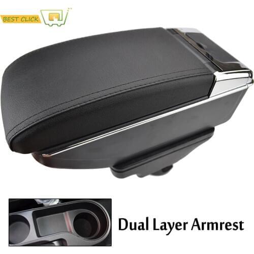 Car Dual Layer Storage Box Center Console Leather Armrest Cup Holder For Kia Rio 4 YB 2017 Central Part X-Line