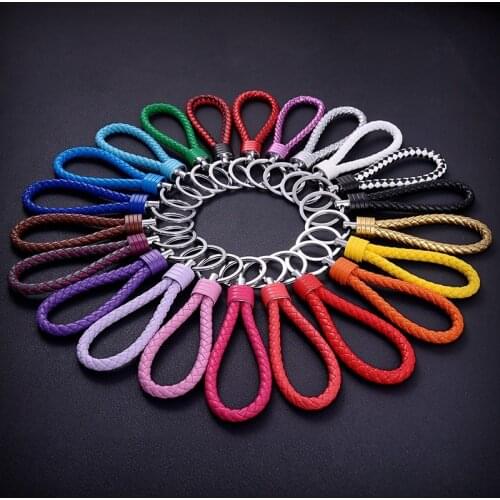 5pcs handbag Keychains Braided Leather Rope Handmade Woven Key chains Leather Key Chain Ring Holder for Car Keyrings