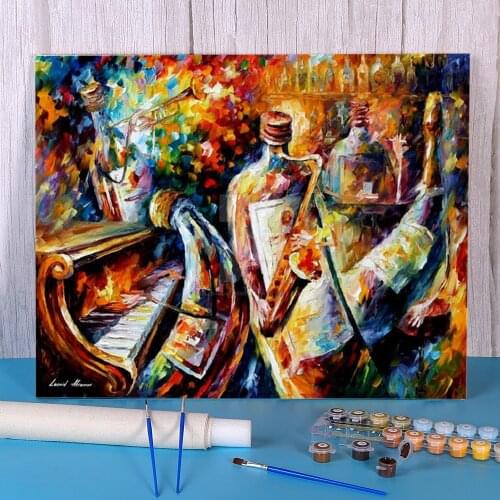 Bottle Jazz DIY Painting By Numbers Set Acrylic Paints 40*50 Canvas Pictures Wall Paintings Crafts For Adults For Handicraft