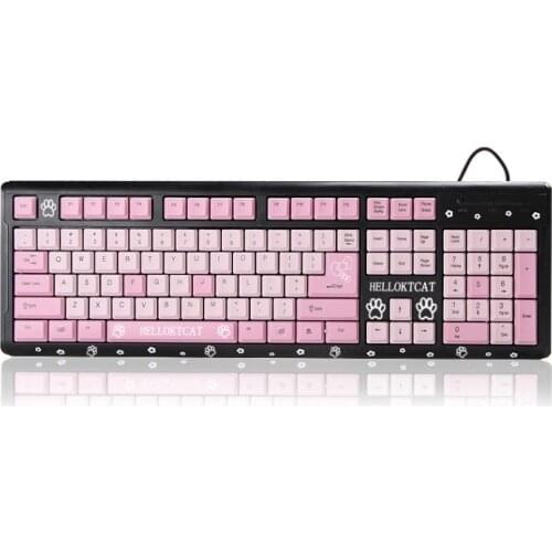 Black Cute Cartoon USB Wired Keyboard girls love gift KT cat keyboard for computer